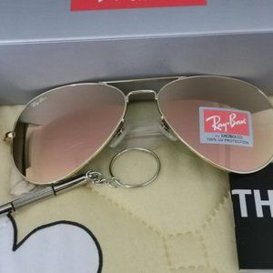 NEW Ray Ban Aviators Pink Rose Gold Flash